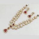 Rajwadi Collection Gold Plated Pota Stone Necklace Set for Women