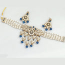 Rajwadi Collection Gold-Plated Embellished with Crystal Stones & Beads Choker Necklace Set