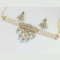 Rajwadi Collection Gold-Plated Embellished with Crystal Stones & Beads Choker Necklace Set