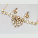 Rajwadi Collection Gold-Plated Embellished with Crystal Stones & Beads Choker Necklace Set