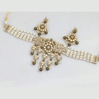 Rajwadi Collection Gold-Plated Embellished with Crystal Stones & Beads Choker Necklace Set