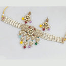 Rajwadi Collection Gold-Plated Embellished with Crystal Stones & Beads Choker Necklace Set