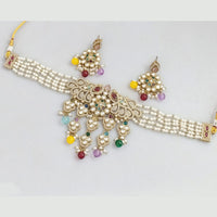 Rajwadi Collection Gold-Plated Embellished with Crystal Stones & Beads Choker Necklace Set
