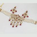 Rajwadi Collection Gold-Plated Embellished with Crystal Stones & Beads Choker Necklace Set