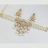 Rajwadi Collection Gold-Plated Embellished with Crystal Stones & Beads Choker Necklace Set