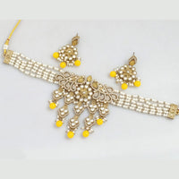 Rajwadi Collection Gold-Plated Embellished with Crystal Stones & Beads Choker Necklace Set