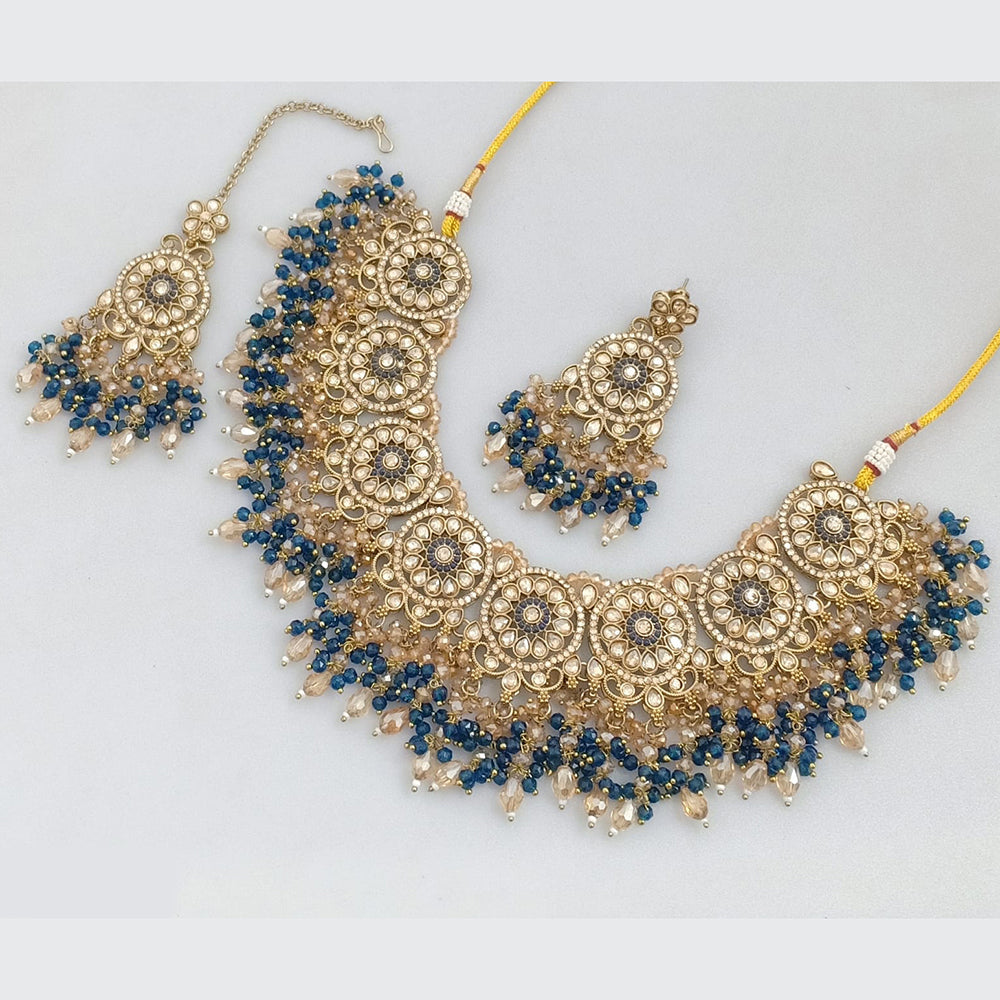 Rajwadi Collection Gold  Plated Crystal Stone And Pearl Necklace Set