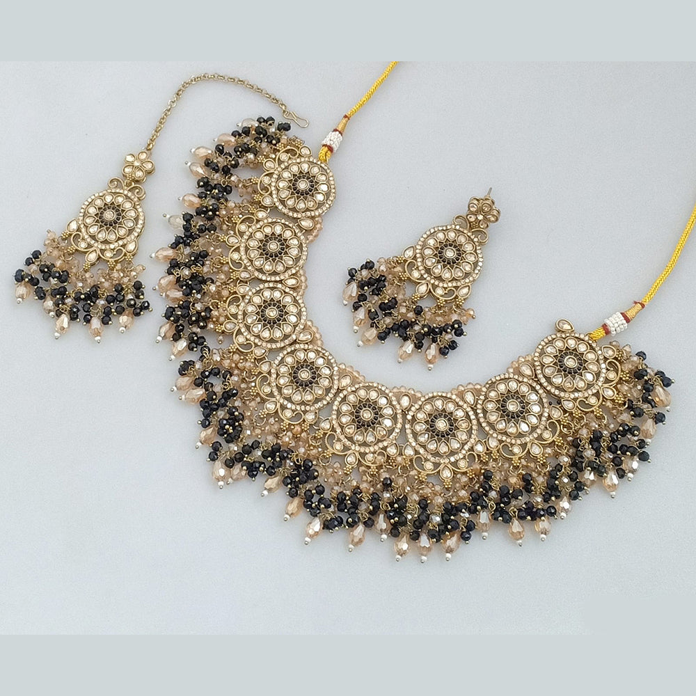 Rajwadi Collection Gold  Plated Crystal Stone And Pearl Necklace Set