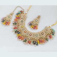Rajwadi Collection Gold  Plated Crystal Stone And Pearl Necklace Set