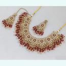 Rajwadi Collection Gold  Plated Crystal Stone And Pearl Necklace Set