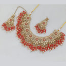Rajwadi Collection Gold  Plated Crystal Stone And Pearl Necklace Set