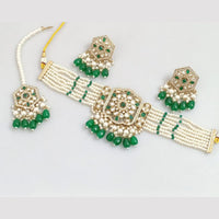 Rajwadi Collection Gold-Plated Embellished with Crystal Stones & Beads Choker Necklace Set