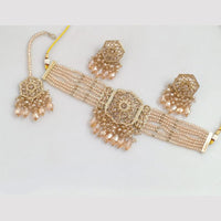 Rajwadi Collection Gold-Plated Embellished with Crystal Stones & Beads Choker Necklace Set