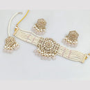 Rajwadi Collection Gold-Plated Embellished with Crystal Stones & Beads Choker Necklace Set