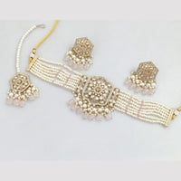 Rajwadi Collection Gold-Plated Embellished with Crystal Stones & Beads Choker Necklace Set