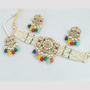 Rajwadi Collection Gold-Plated Embellished with Crystal Stones & Beads Choker Necklace Set