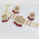 Rajwadi Collection Gold-Plated Embellished with Crystal Stones & Beads Choker Necklace Set