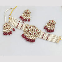 Rajwadi Collection Gold-Plated Embellished with Crystal Stones & Beads Choker Necklace Set