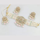 Rajwadi Collection Gold-Plated Embellished with Crystal Stones & Beads Choker Necklace Set