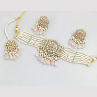 Rajwadi Collection Gold-Plated Embellished with Crystal Stones & Beads Choker Necklace Set