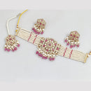 Rajwadi Collection Gold-Plated Embellished with Crystal Stones & Beads Choker Necklace Set