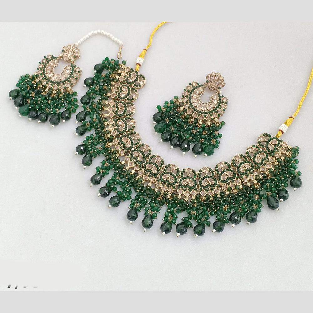 Rajwadi Collection Gold Plated Crystal Beads And Pearl Necklace Set