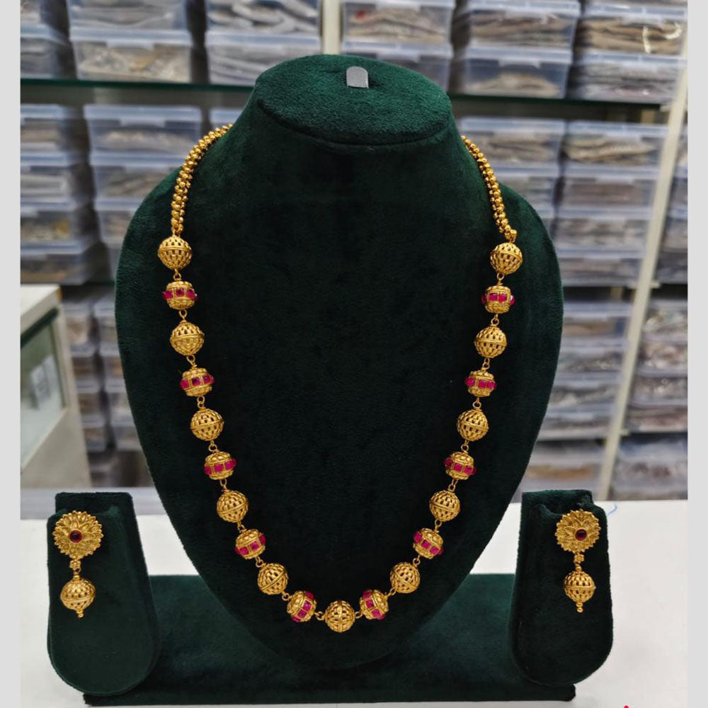 Rajwadi Collection Pota Stone Necklace Set