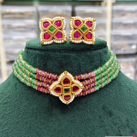 Rajwadi Collection Pota And Beads Choker Necklace Set
