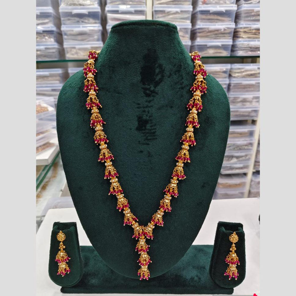 Rajwadi Collection Beads And Pearl Long Necklace Set