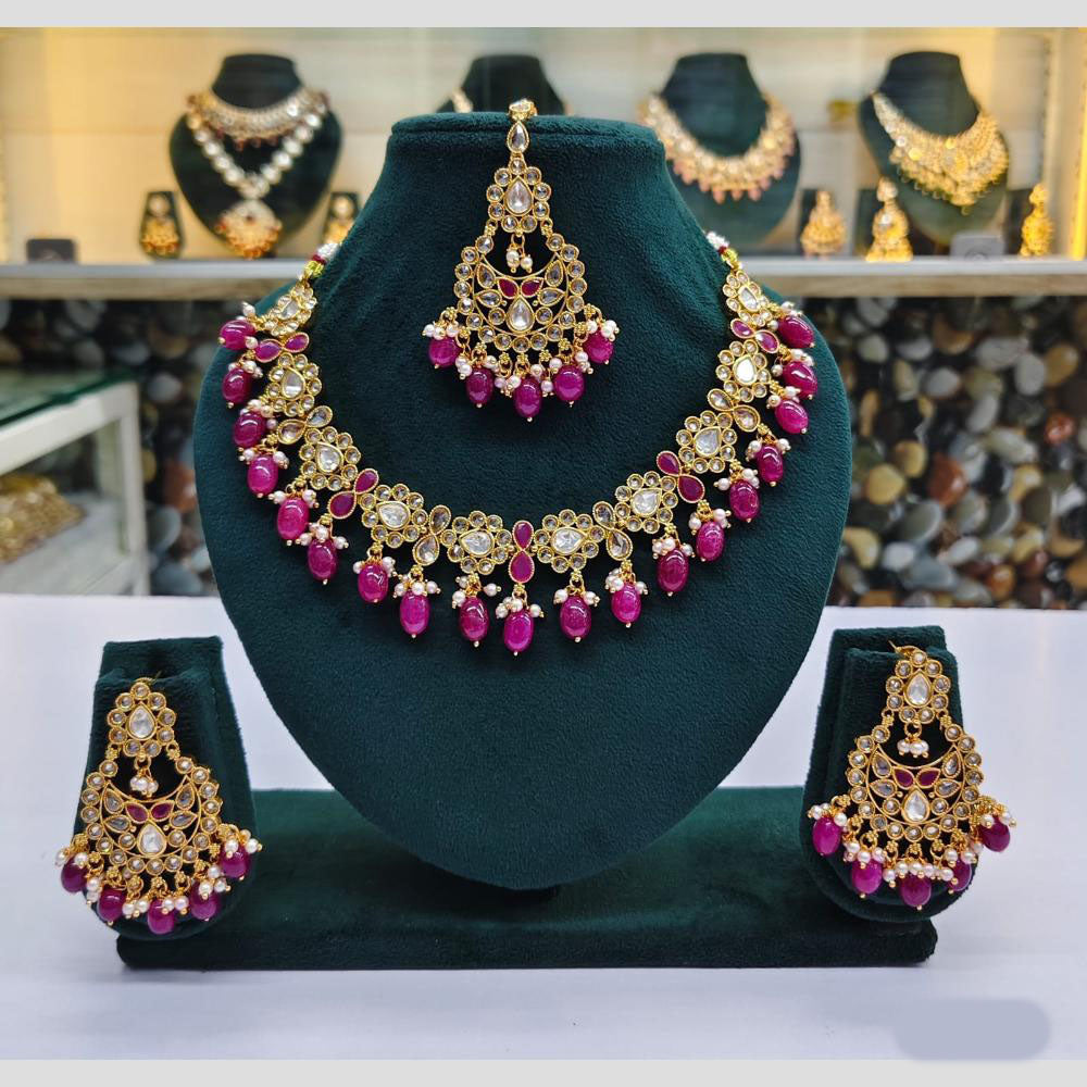 Rajwadi Collection Crystal And Beads Necklace Set