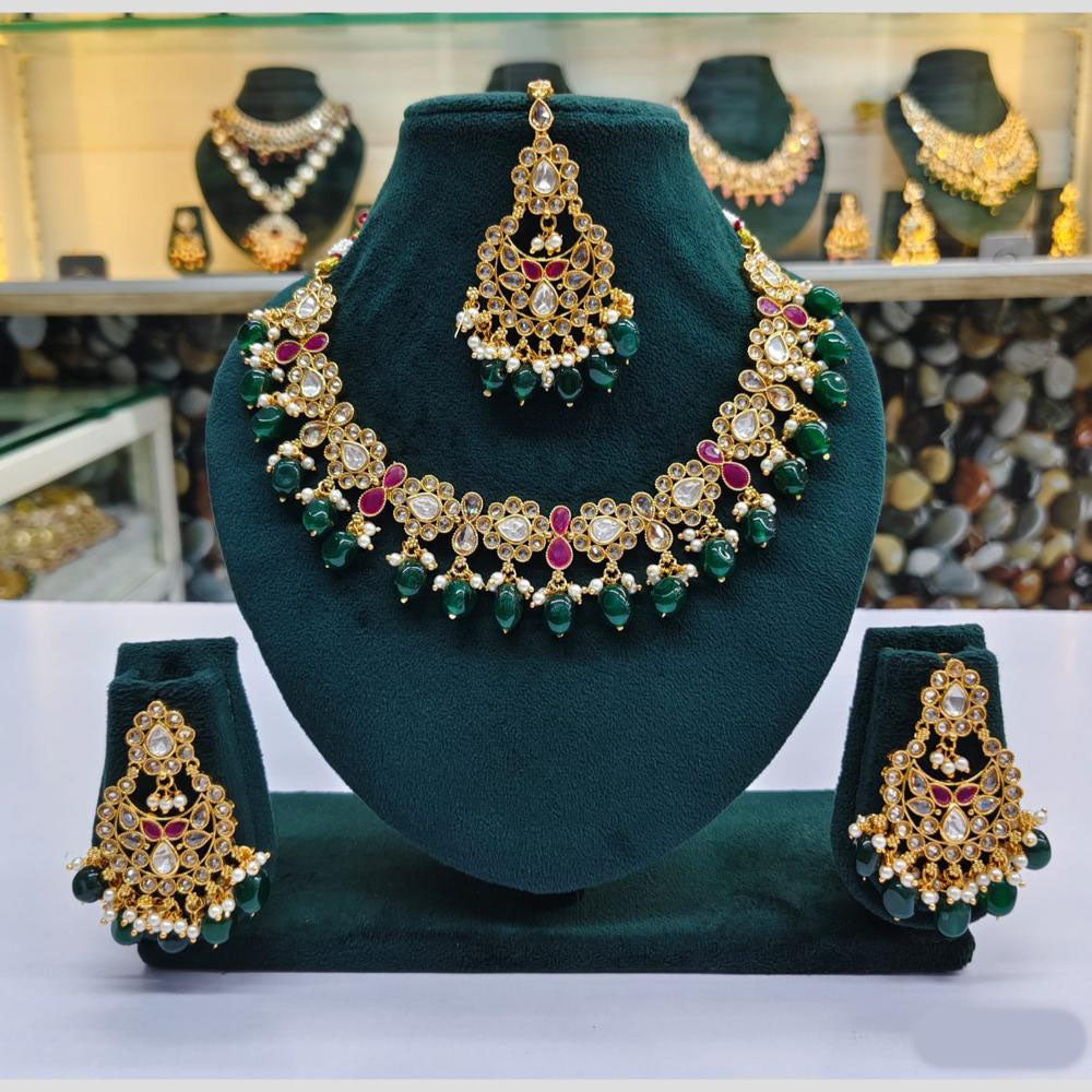 Rajwadi Collection Crystal And Beads Necklace Set