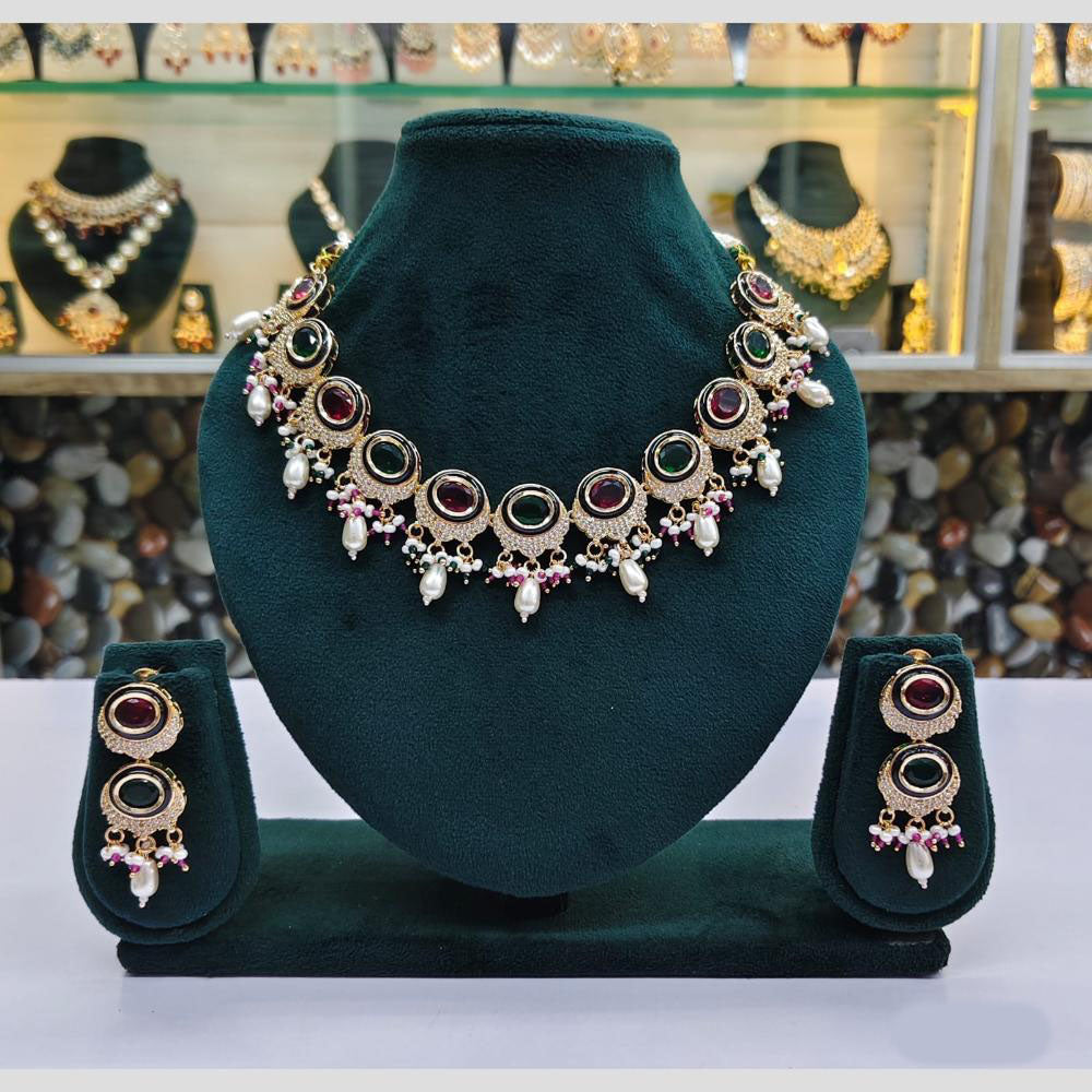 Rajwadi Collection Austrian And Pearl Necklace Set