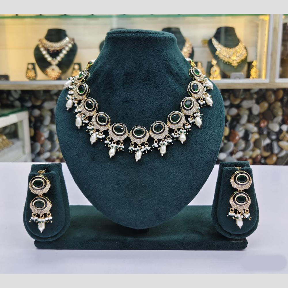 Rajwadi Collection Austrian And Pearl Necklace Set