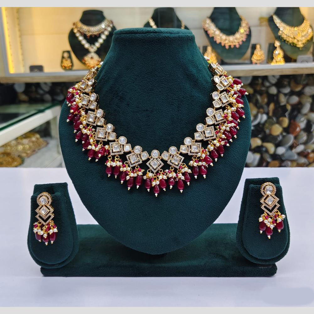 Rajwadi Collection Crystal And Beads Necklace Set