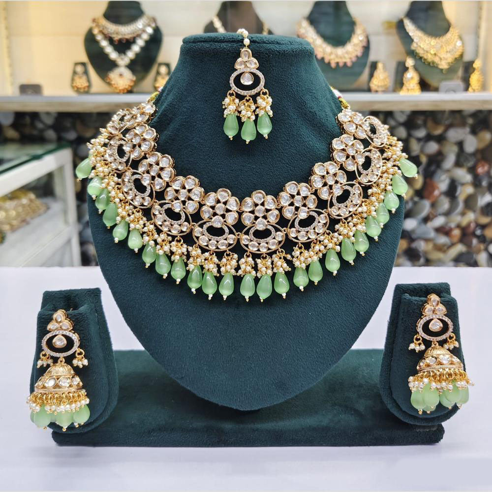 Rajwadi Collection Polki Kundan And Beads Necklace Set
