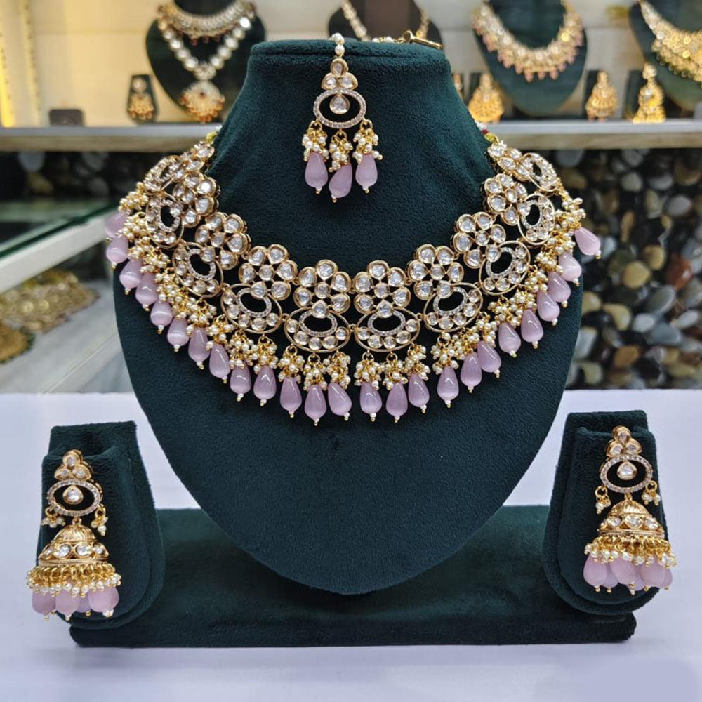 Rajwadi Collection Polki Kundan And Beads Necklace Set