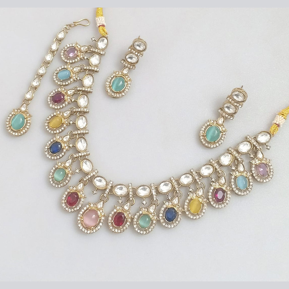 Rajwadi Collection Crystal And Austrian Stone Necklace Set