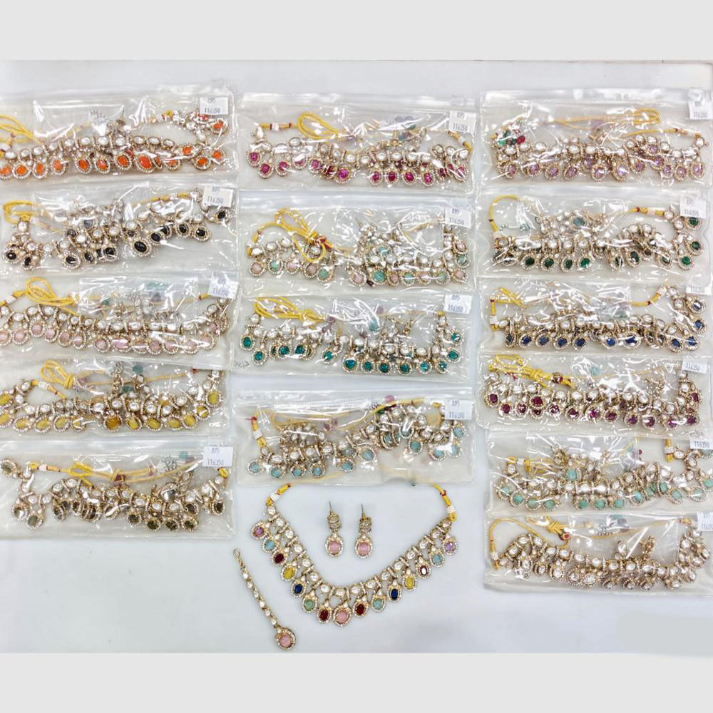Rajwadi Collection Royal Spark Crystal Stone Necklace Set