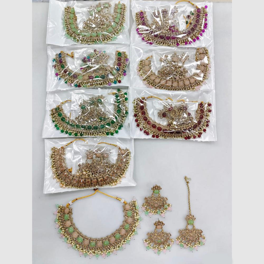 Rajwadi Collection Vibrant Traditions Crystal Stone And Pearl Necklace Set