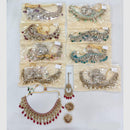 Rajwadi Collection Golden Glamour Crystal Stone And Pearl Necklace Set