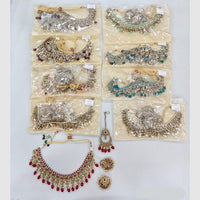 Rajwadi Collection Golden Glamour Crystal Stone And Pearl Necklace Set