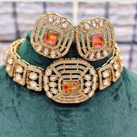 Rajwadi Collection Imperial Glow Kundan And Resin Stone Choker Necklace Set