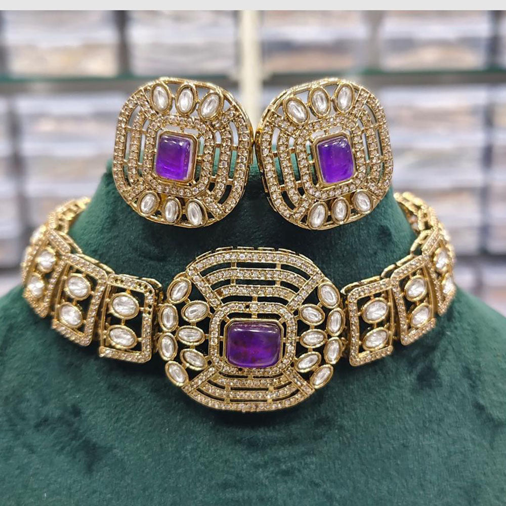 Rajwadi Collection Imperial Glow Kundan And Resin Stone Choker Necklace Set