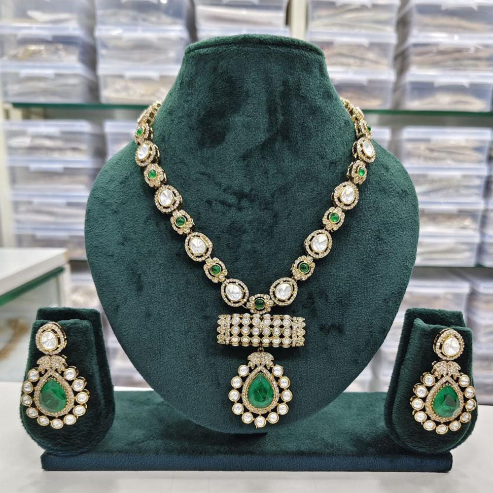 Rajwadi Collection Crown Jewels Crystal And Austrain Stone Necklace Set