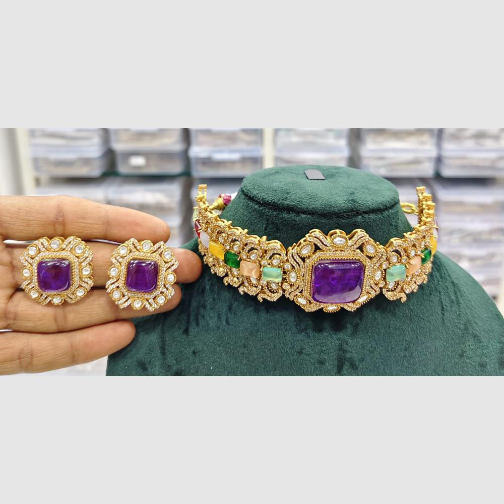 Rajwadi Collection Cultural Spark Crystal And Austrain Stone Bridal & Festive Wear Necklace Set