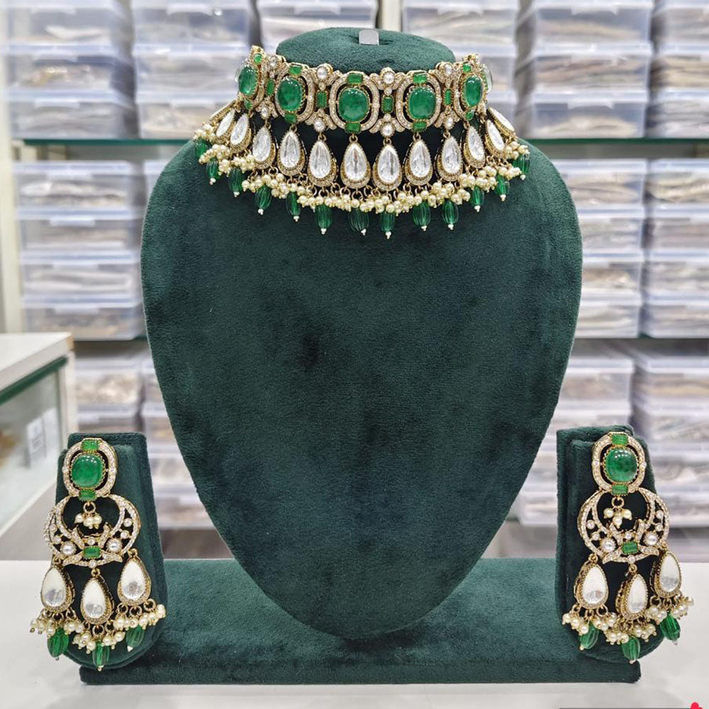 Rajwadi Collection Glow of the Royals Crystal And Austrain Stone Ethnic Wedding Choker Necklace Set