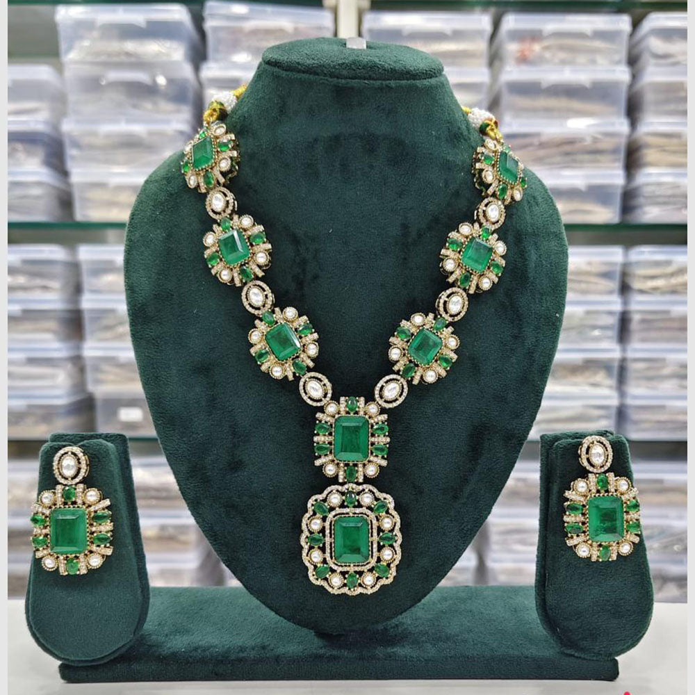 Rajwadi Collection Crown Jewels Crystal And Austrain Stone Necklace Set