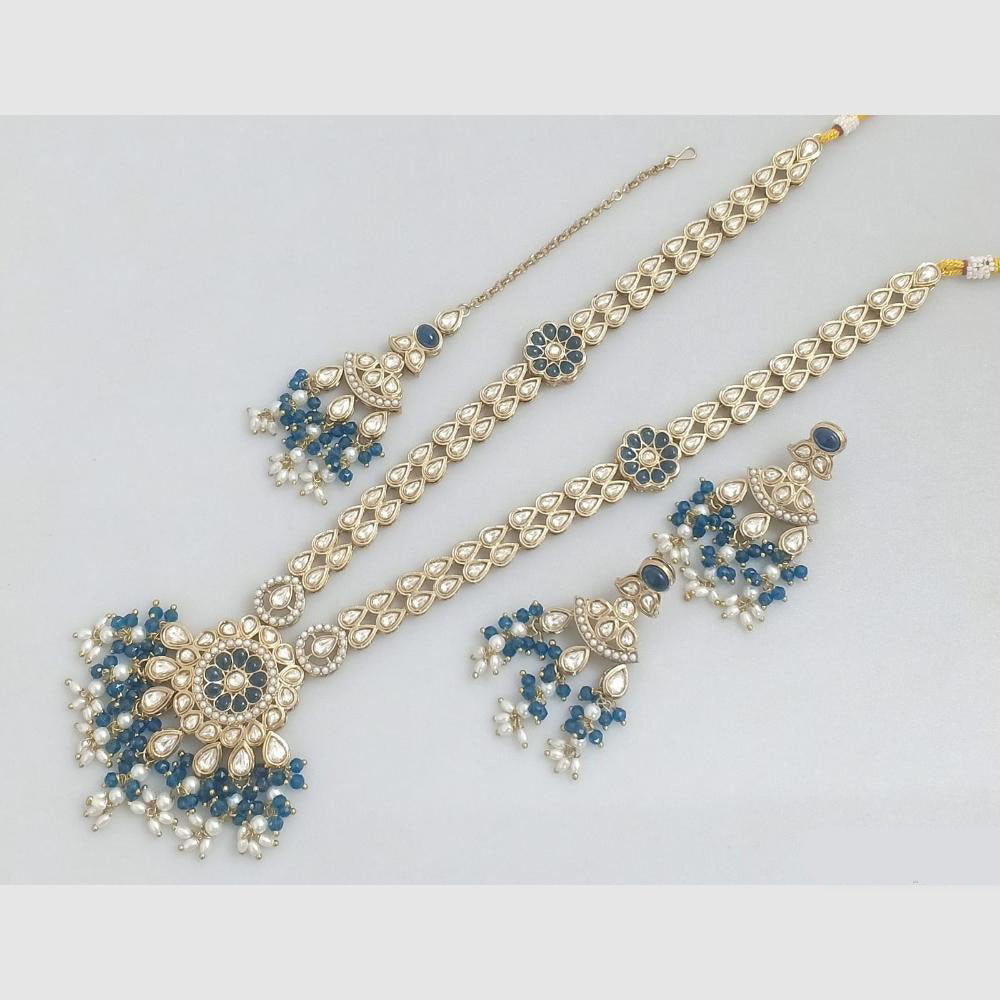 Rajwadi Collection Grace of the Queen Kundan And Pota Pearls Long Necklace Set