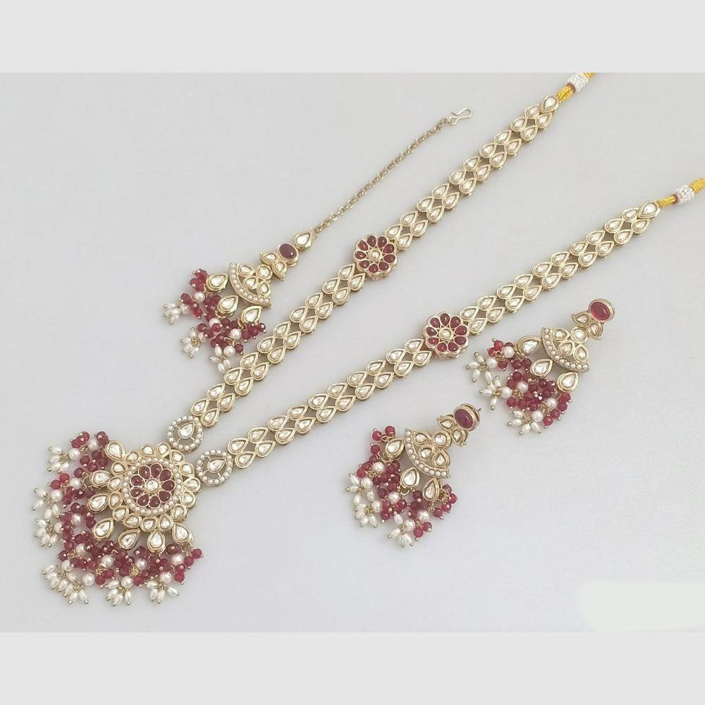 Rajwadi Collection Grace of the Queen Kundan And Pota Pearls Long Necklace Set