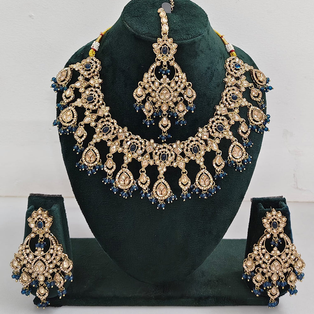 Rajwadi Collection Traditional Luxe Crystal Stone And Beads Necklace Set